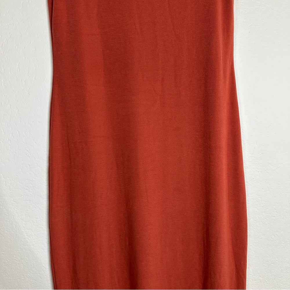FREE PEOPLE BEACH burnt orange Good Feels slim midi dress M - Picture 3 of 10